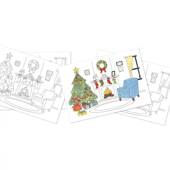 Color-In Tree and Fireplace Activity Christmas Placemats